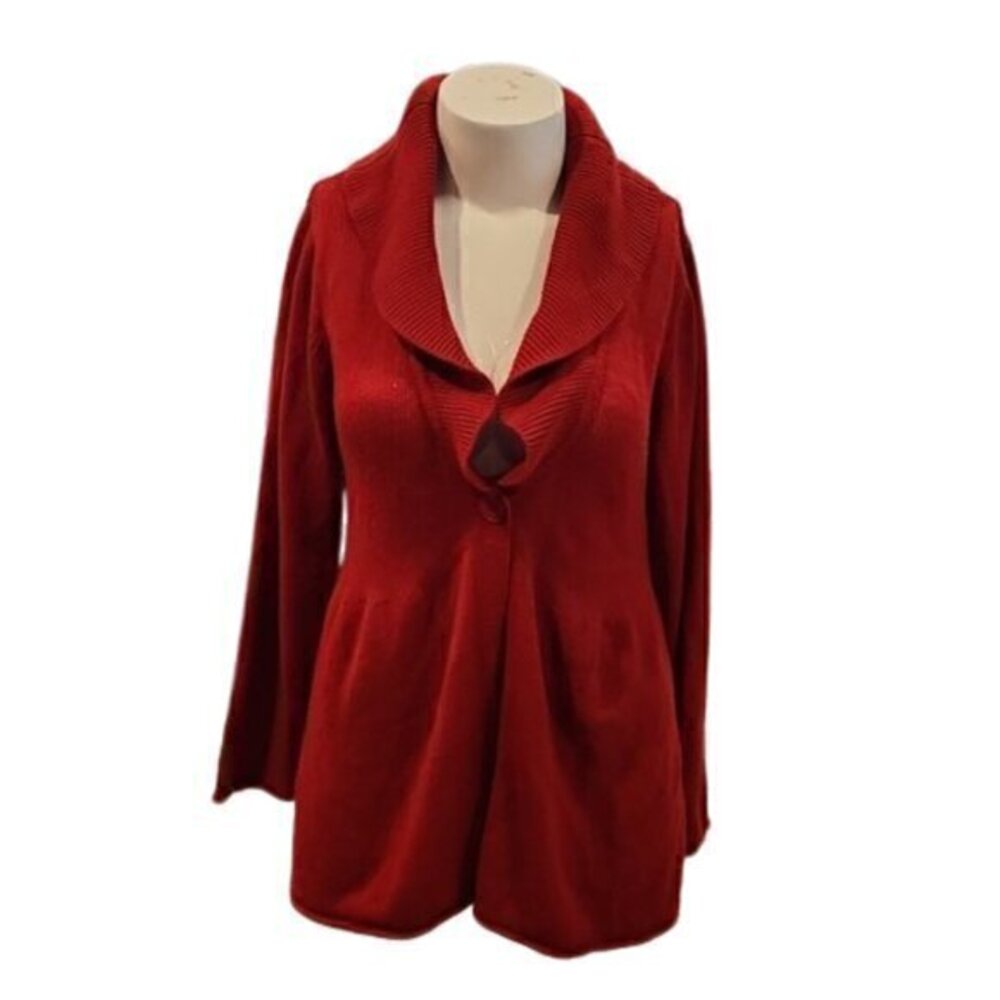 [I.N. Studio] Red Open Button Cardigan - Size 2X